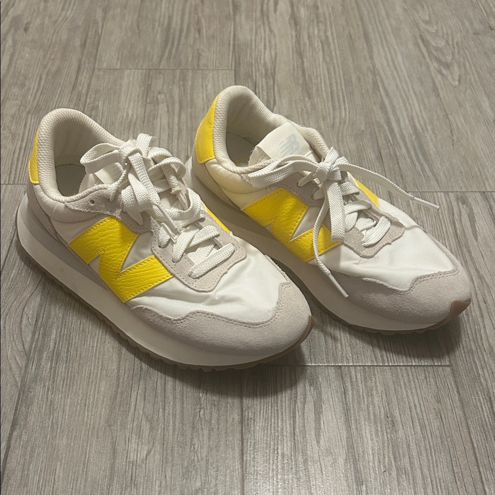 New Balance Cream and Yellow Athletic Shoes
